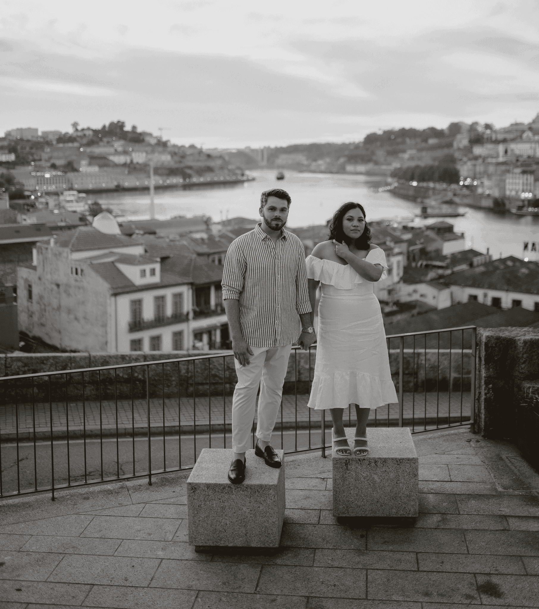 Couple portrait overlooking a river